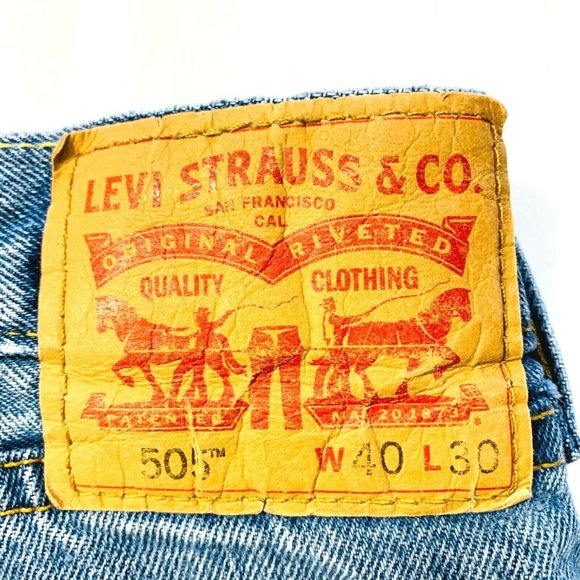 Vintage Levis 505 Tapered Relaxed Fit High‎ Rise Jeans Medium Wash Denim 40x30 - Picture 6 of 12